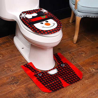 2PCS/Set Santa Claus Toilet Seat Cover Set Christmas Decorations for Home Bathroom Product New Year Navidad Decoration