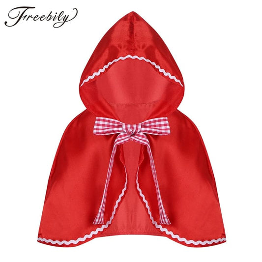 Red Hooded Cloak Cape: Kids Girls Halloween Cosplay Costume