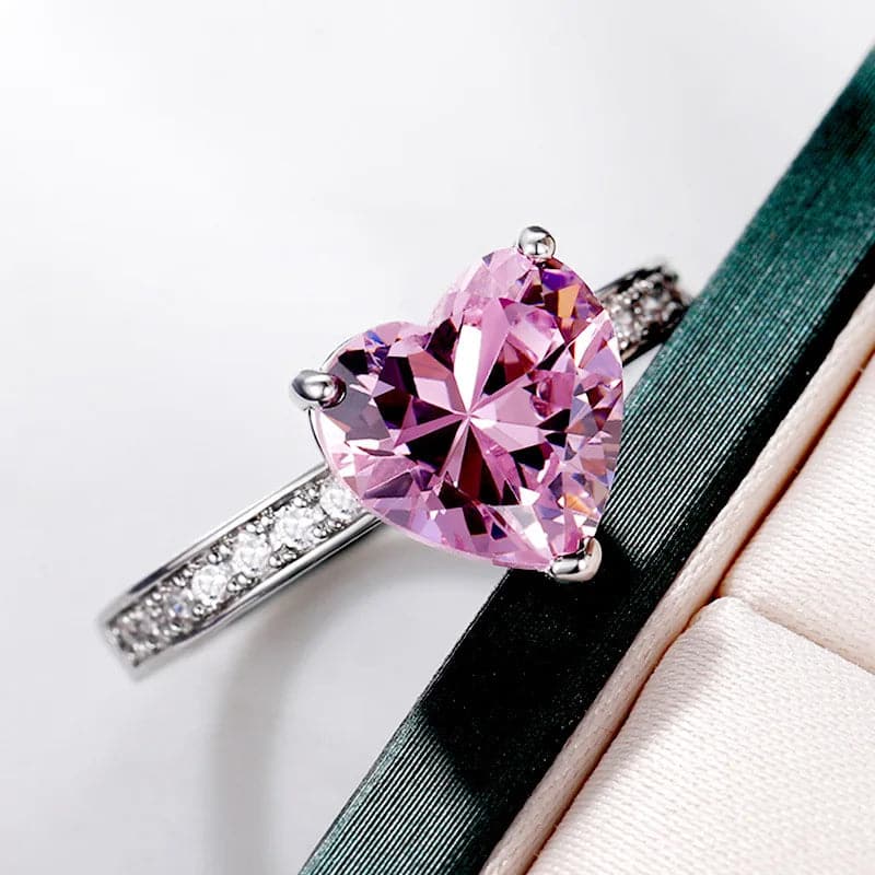 Valentine Day Heart Shaped Diamond Ring - Zircon Ring