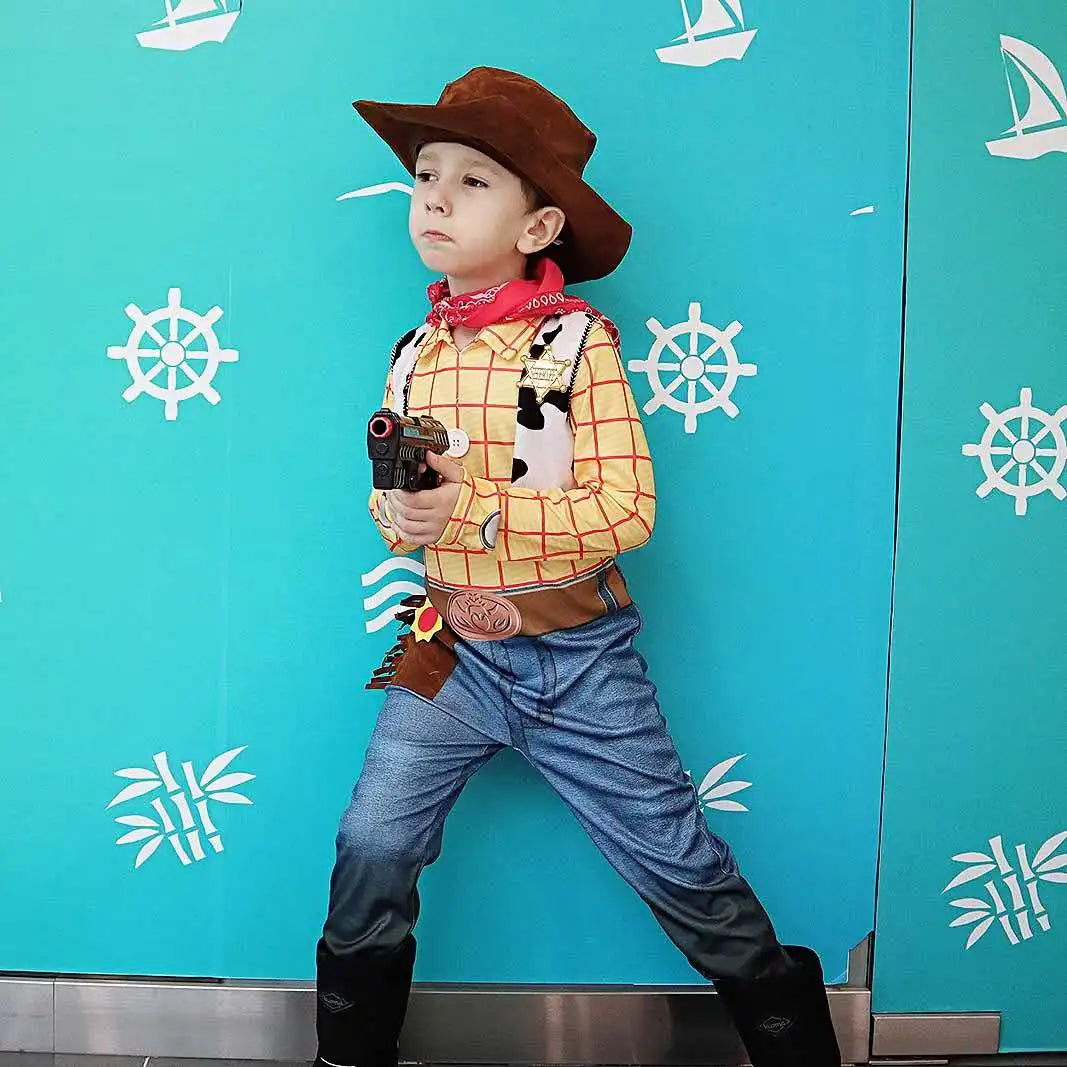 Child Boy Cowboy Woody The Western Sheriff Kids Fancy Dress Halloween Carnival Party Cosplay Costume Kindergarden Performance