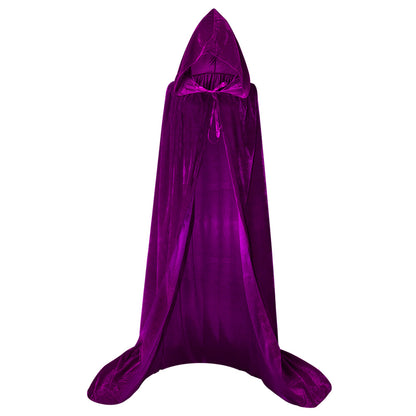 Halloween Witch Wizard Cosplay Costume Hood Cloak Adult Kids Satin Medieval Cape Shawl Vampire Devil Cosplay Clothing Long Robe