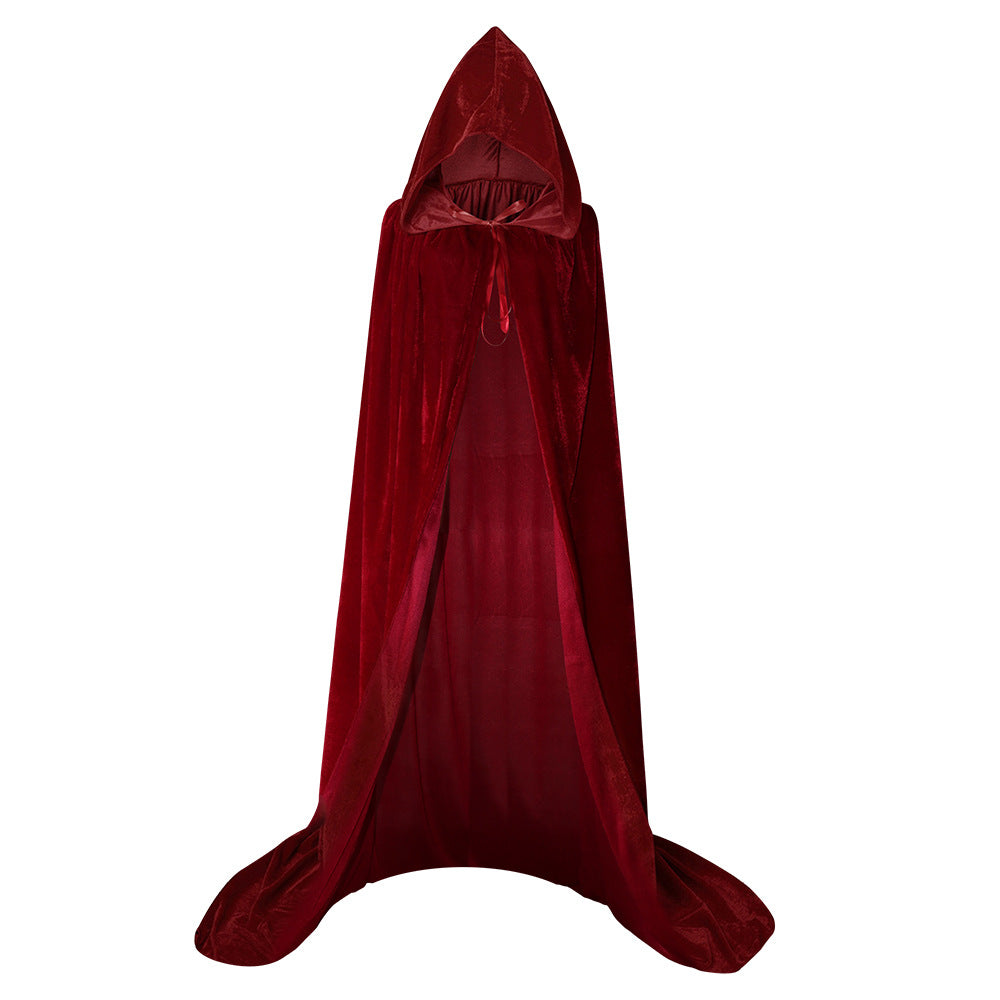 Halloween Witch Wizard Cosplay Costume Hood Cloak Adult Kids Satin Medieval Cape Shawl Vampire Devil Cosplay Clothing Long Robe