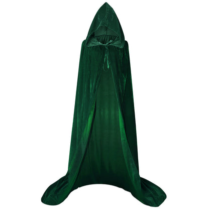 Halloween Witch Wizard Cosplay Costume Hood Cloak Adult Kids Satin Medieval Cape Shawl Vampire Devil Cosplay Clothing Long Robe