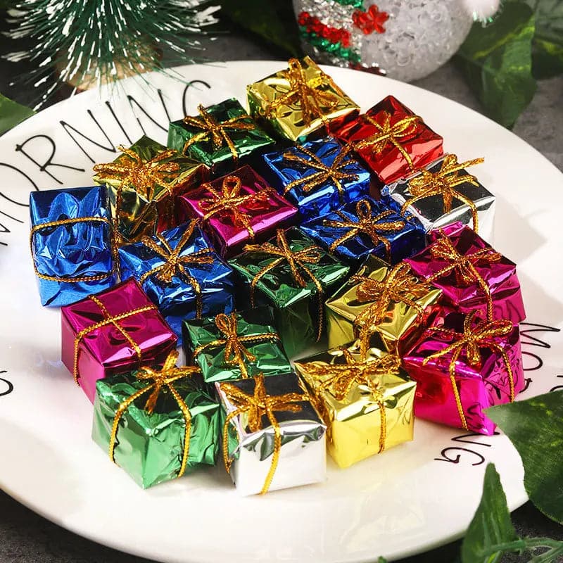 Mini Gift Boxes Christmas Ornaments Foam Present Box Xmas Tree Hanging Pendant Multicolor New Year Party Decoration Supplies