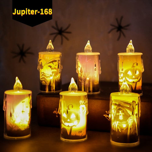 Halloween LED Candle Lights Horror Ghost Pumpkin Castle Hallowen Party Decoration Hanted House Horror Props Outdoor Ornaments