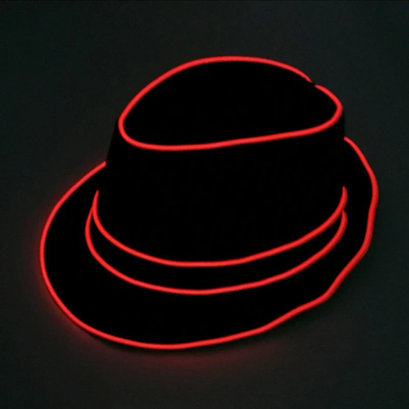 Luminous Fedora Hat Gentleman Performance Jazz Cap LED Glow Top Hat Birthday Wedding Christmas Halloween Party Costume Supplies