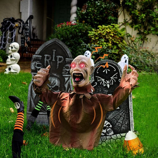 Halloween Decor Swing Ghost Voice Control Outdoor Garden Haunted House Ground Plug-in Scary Props Scary Doll Horror