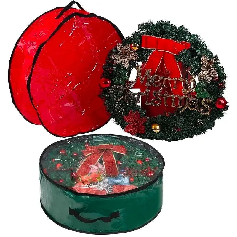 Foldable Christmas Tree Bag Xmas Wreath Storage Bag Wreath Bag For Storing Christmas Garland Dustproof Cover Home Storage Bags