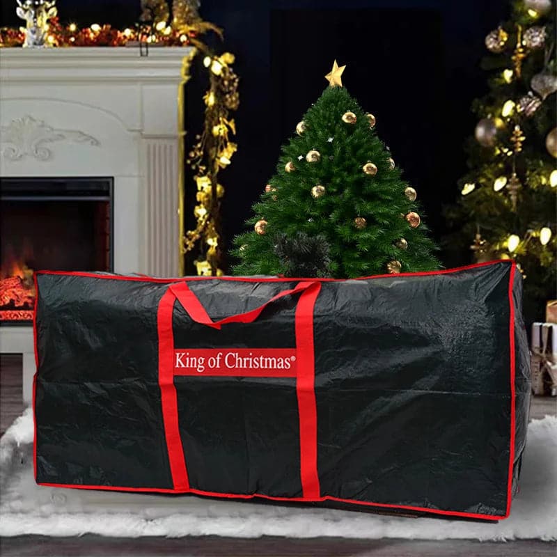 1pc Waterproof Christmas Tree Storage Bag Foldable Dust Prevention Durable Reinforced Handles Dual Zippers Holds Up to 9ft Bags
