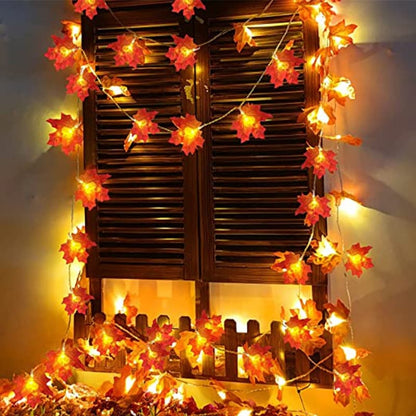 Maple Leaves String Lights: Battery Operated Garlands