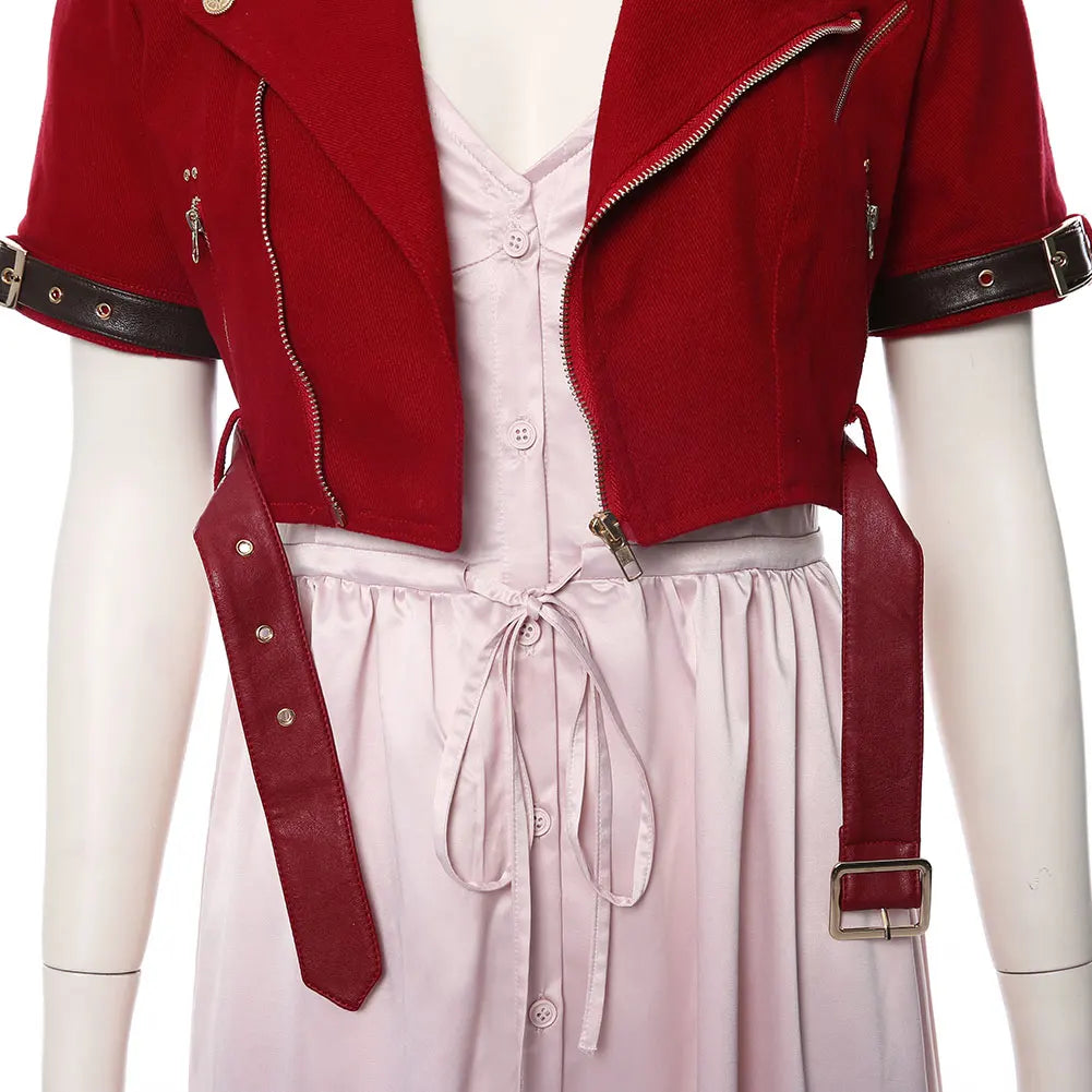 Final Fantasy VII Cosplay Costume Aerith Gainsborough Jacket Dress Outfits Women Halloween Party Clothes For Ladies Role Play