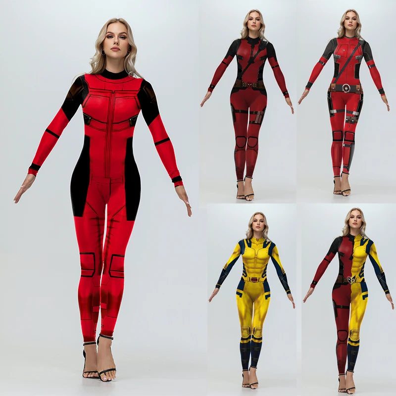 American Movie Deadpool Jumpsuit Halloween Wolverine Bodysuit Hero Cosplay Costume Party Catsuit Festival Zentai Suit Rompers