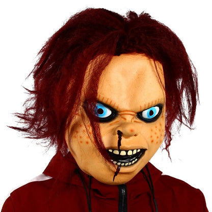 Halloween Chucky Mask with Hair: Horror Movie Cosplay