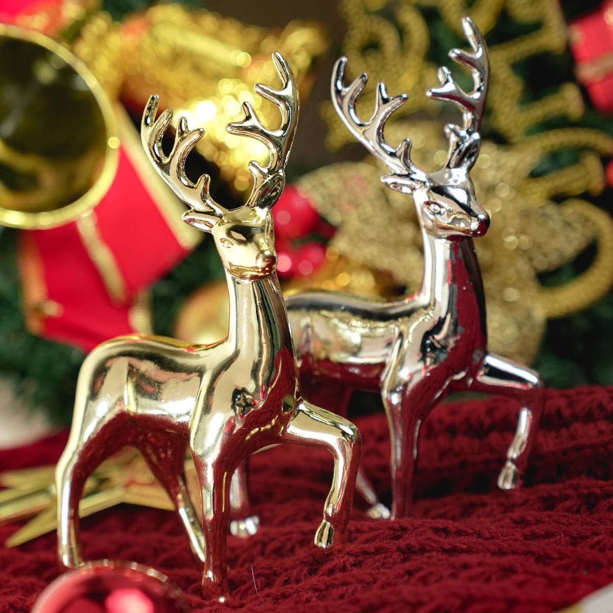 Gold Deer Statue Reindeer Figurines Resin Elk Sculpture Living Room Luxury Home Decor Christmas Decoration Tabletop Ornaments