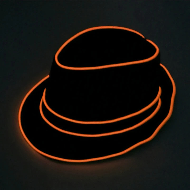 Luminous Fedora Hat Gentleman Performance Jazz Cap LED Glow Top Hat Birthday Wedding Christmas Halloween Party Costume Supplies