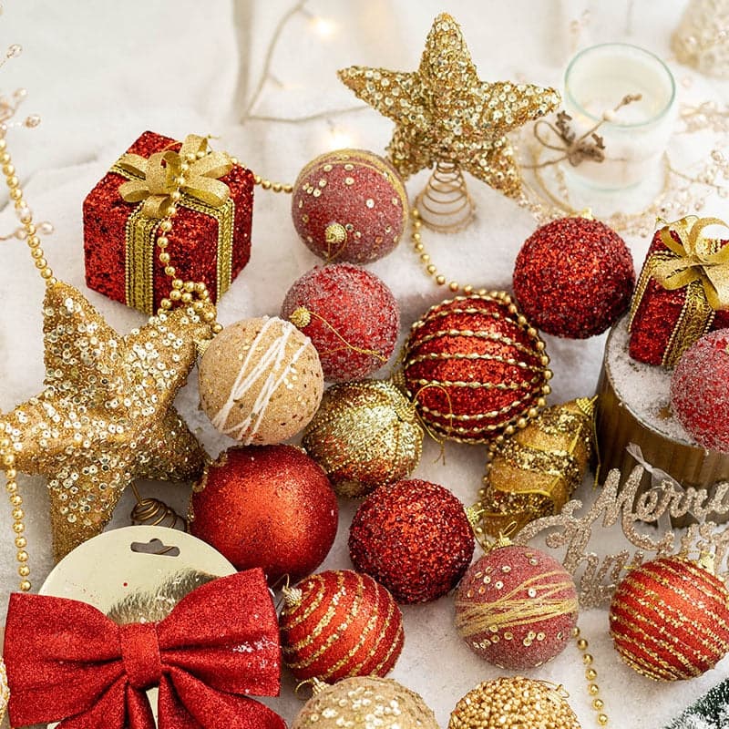 Christmas Ball Painted Ball Golden Silvery Champagne Glitter Stars Christmas Tree Hanging Window Decoration Small Gifts Toys