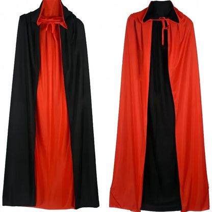 Halloween Vampire Cape Children's And Adult's Knitted Fabric Red And Black Double-sided Cape Halloween Cosplay Costume Cape