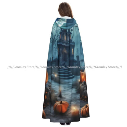 Unisex Halloween Cloak Funny Psychedelic Bats Cape Hooded Medieval Costume Witch Wicca Vampire