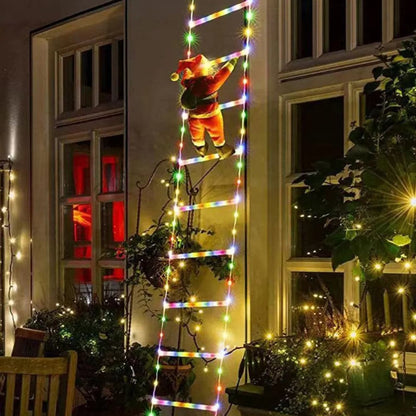 Christmas Decorations Ladder Lights with Santa Claus Doll for Indoor Outdoor Window Garden Xmas Tree Hanging Decor String Lamp