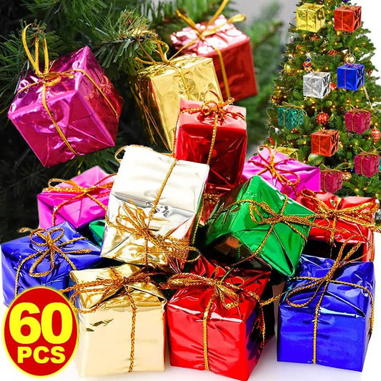 Mini Gift Boxes Christmas Ornaments Foam Present Box Xmas Tree Hanging Pendant Multicolor New Year Party Decoration Supplies