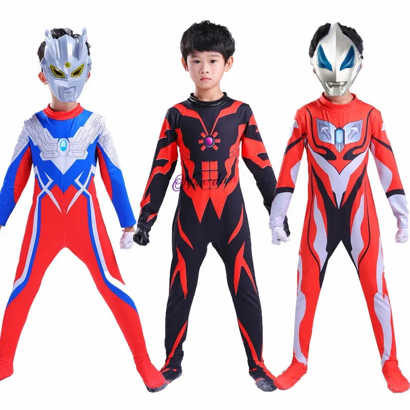 Boy Ultraman superheroes Cape mask jumpsuit suit geed three Belial Ginga zero Halloween costume for Kids Child cosplay clothing