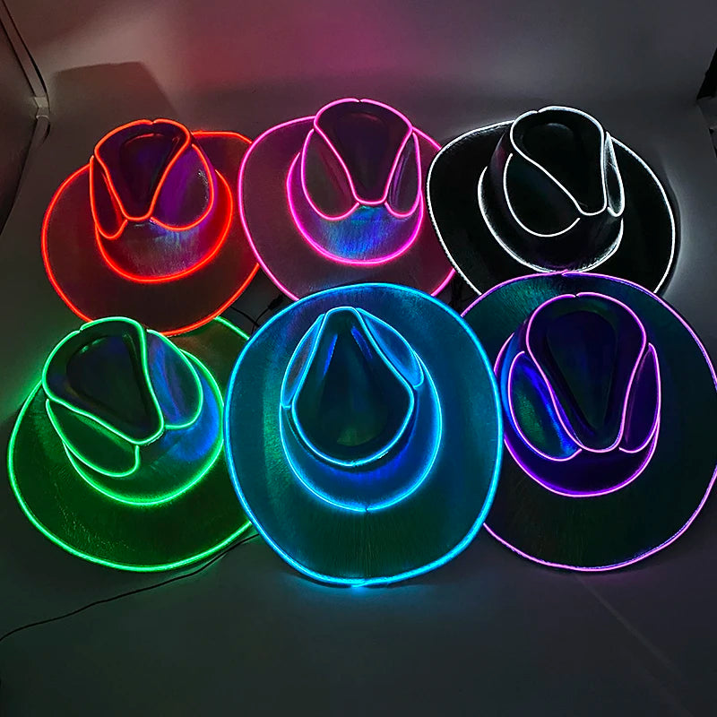 Luminous Fedora Hat Gentleman Performance Jazz Cap LED Glow Top Hat Birthday Wedding Christmas Halloween Party Costume Supplies