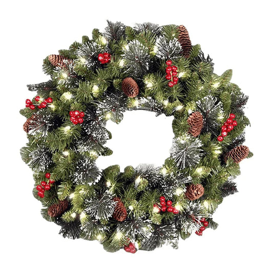 Christmas Holiday Art Wreath Decorative Lighting Simulation Garland    Door Wreath Christmas Decorations 2023 2024 for Window