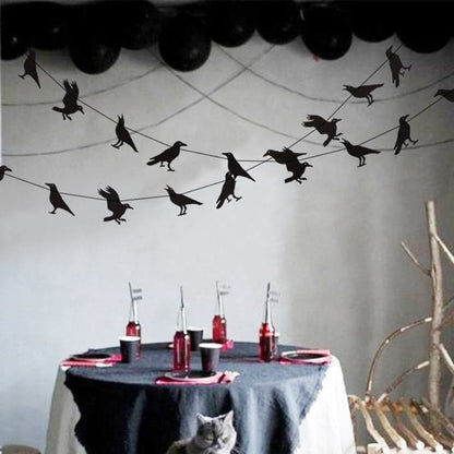 Halloween Black Crow Banner Flying Crow Hanging Deocr 2023 Halloween Party Decor For Home Kids Favor Terror Themed Bar Decor