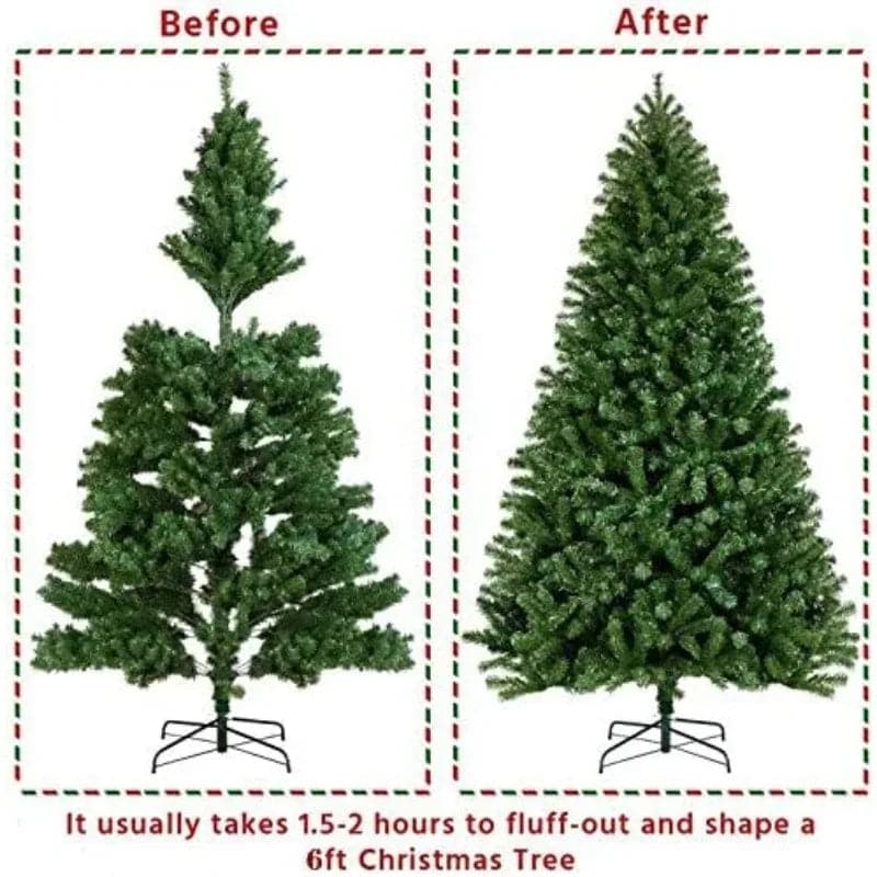 Green Christmas Trees 6ft PVC Artificial Christmas Tree with Foldable Metal Base Indoor Outdoor Use, Green