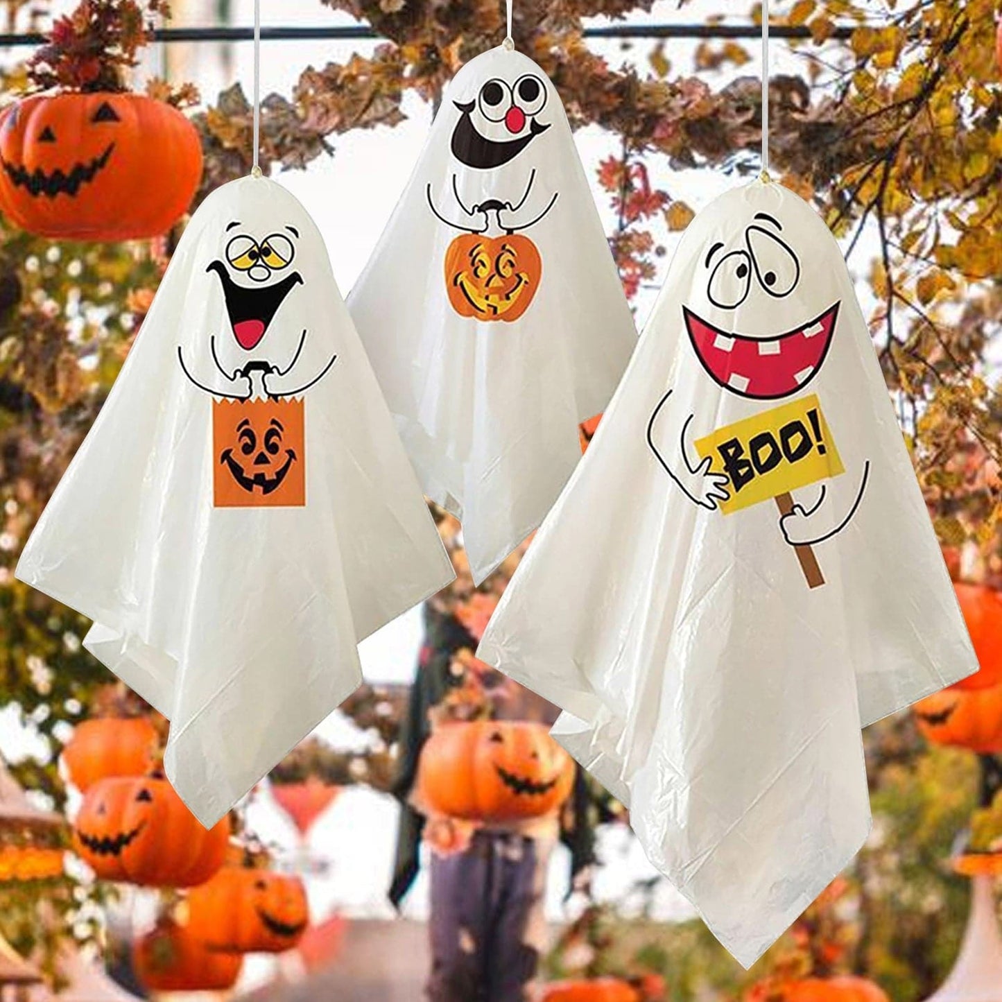 3pcs Halloween Hanging Ghosts: Spooky Party Dress Up