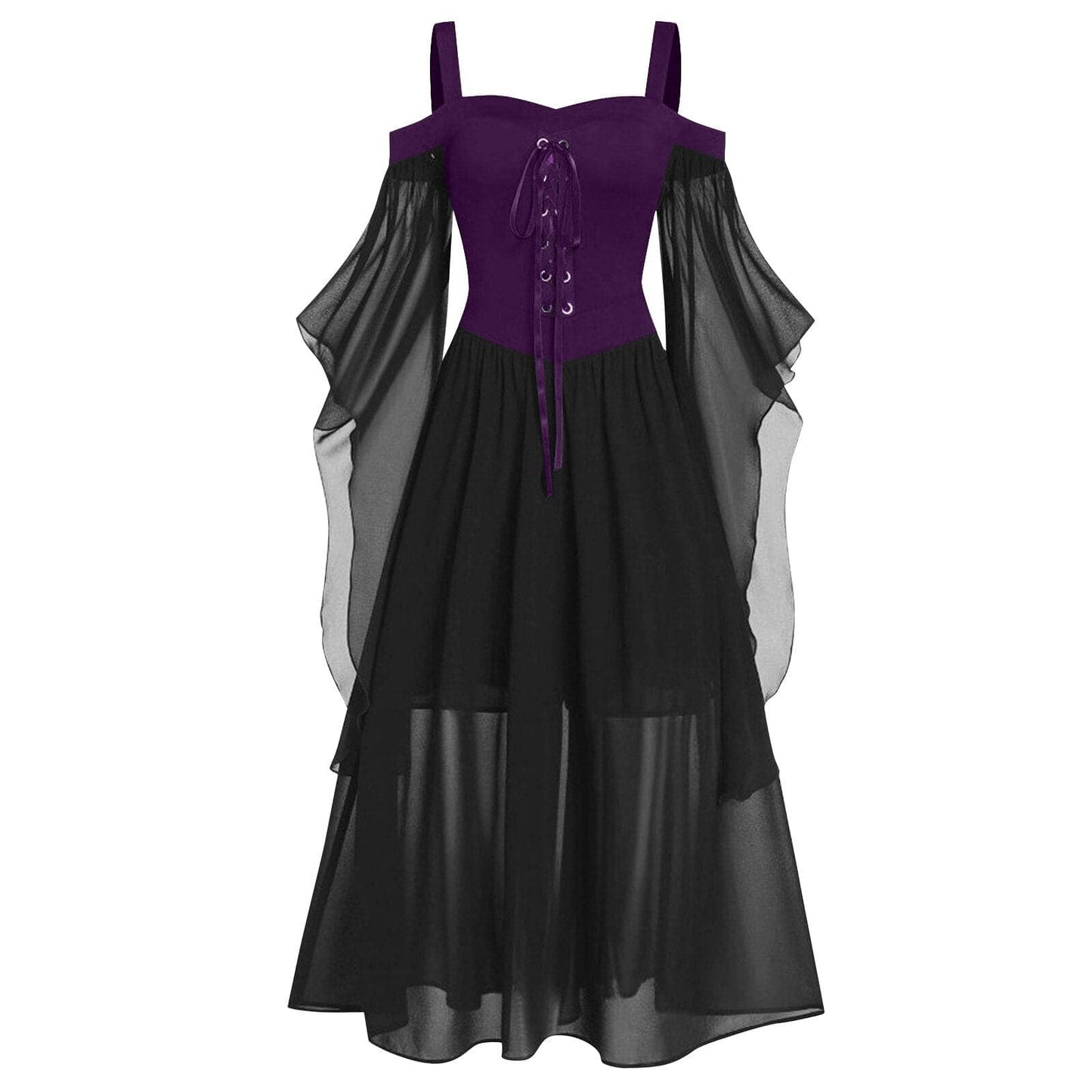 Gothic Medieval Dress - Cold Shoulder Butterfly Sleeve Halloween Costume