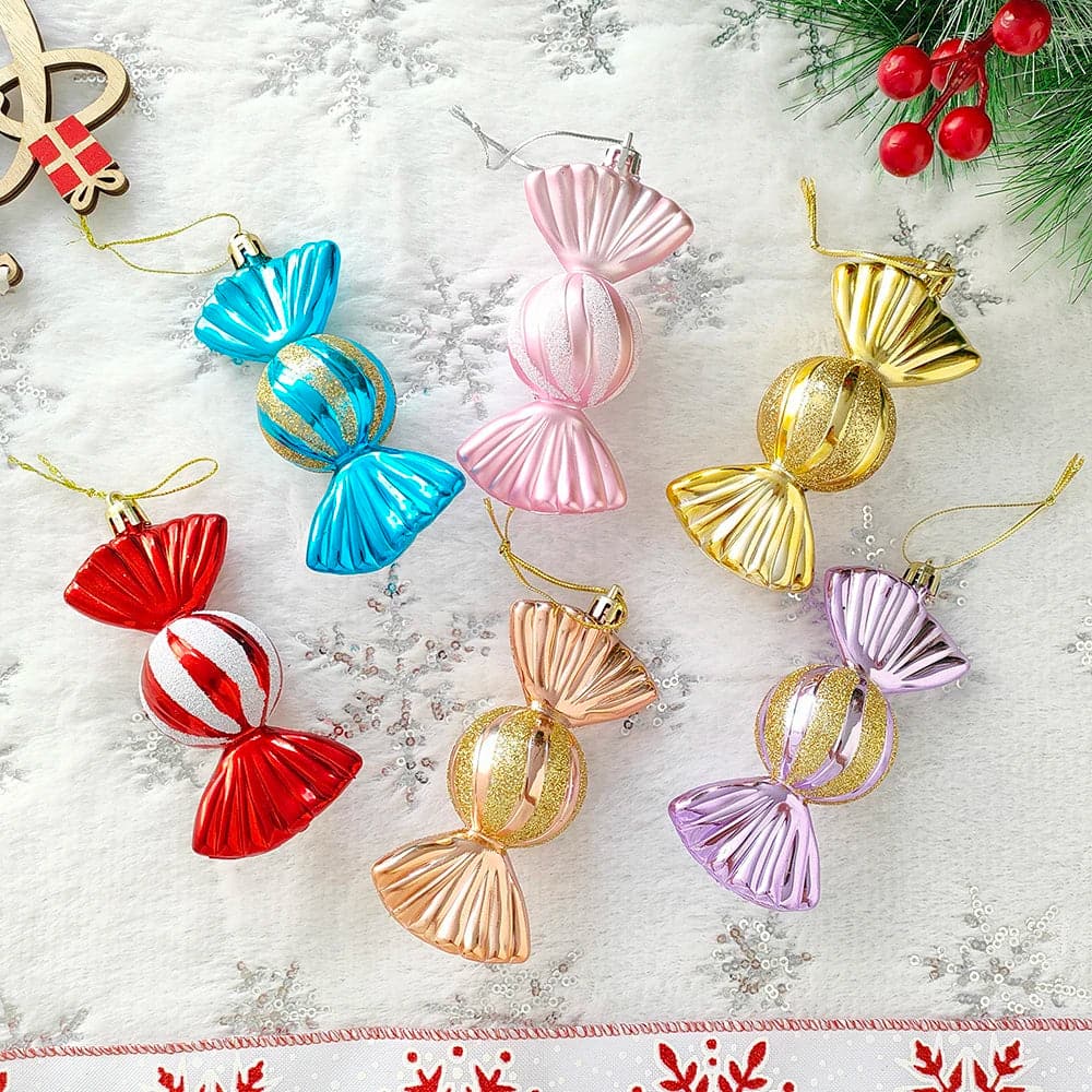 3pcs/Box Christmas Candy Ball Hanging Ornaments Candy Shapes Xmas Tree Pendant  Home Party New Year Noel Navidad Christmas Decor