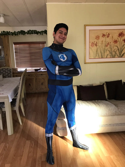 Adults Kids Fantastic Four Cosplay Costume Boys Men Zentai Catsuits Anime Mr. Fantastic Superhero Halloween Bodysuit