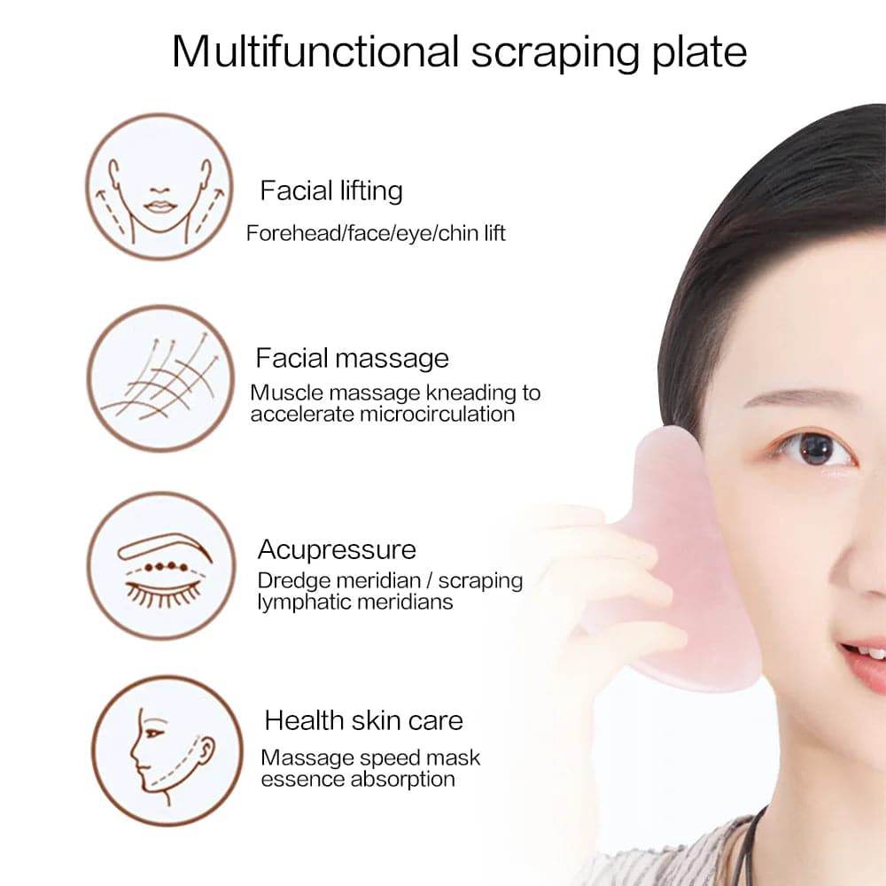 Natural Jade Stones Gua Sha Scraper Guasha Face Lifting Devices Rose Quartz Gouache Massager Facial Neck Back Body Massage Tools