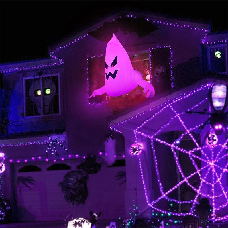 Large Inflatable Ghost Horror Window Decoration: Glowing Halloween Prop