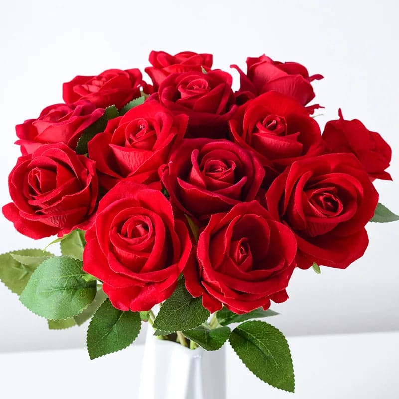 Red Silk Rose Flower Bouquet - Artificial Flowers Bouquet