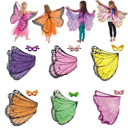 Kids Butterfly Costume Halloween Performance Mask Cloak Children's Butterfly Elf Angel Wings Christmas Stage Cosplay Costumes