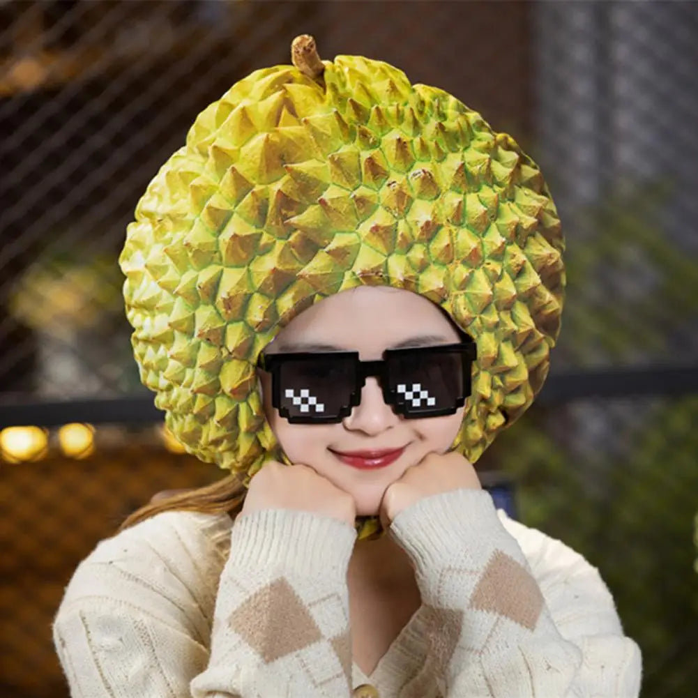 Cartoon Plush Durian Hat Fruit Headgear Simulation Durian Hat Cute Funny Decorative Selfie Cosplay Party Hats Performance Props