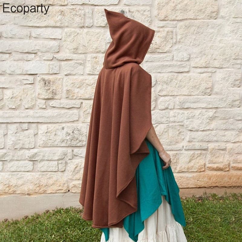 New Women Medieval Vintage Pirate Witch Hooded Cape Steampunk Gothic Velvet Poncho Coats Halloween Carnival Party Cosplay Cloak