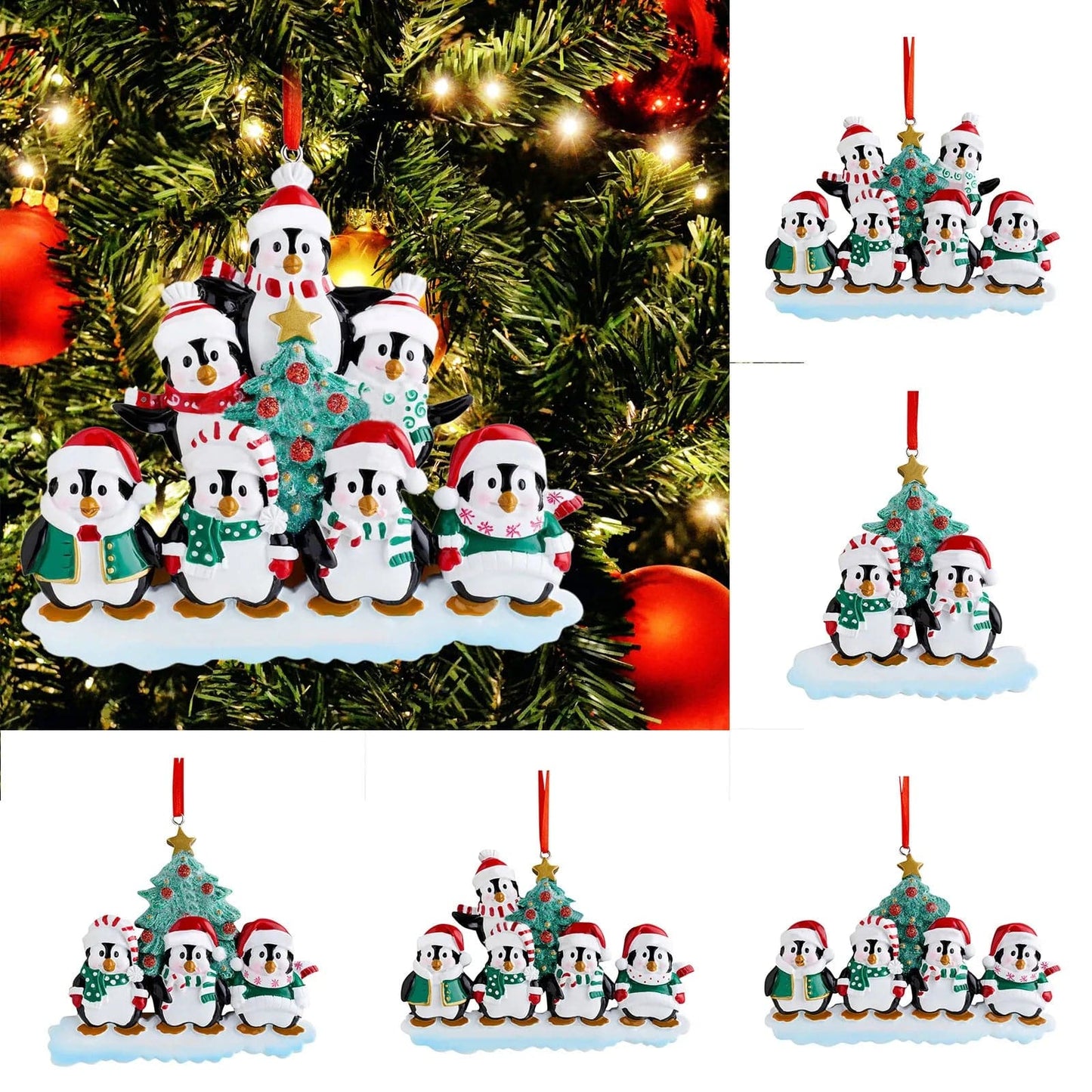 Personalized Family Christmas Ornament Cute Penguin Holiday Winter Gift 2021 Durable Family Ornament Christmas Tree Decorations