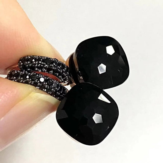 10.6mm Classic Nudo Earrings Black Gun Plated For Women Amethyst Black Onyx Drop Earrings Candy Square Crystal Earrings Gift