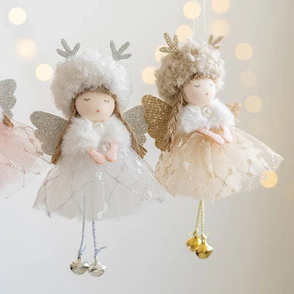 Christmas Plush Angel Girl Pendant White Pink Christmas Angel Doll Tree Decoration Christmas Home Holiday Gift Decoration 2023