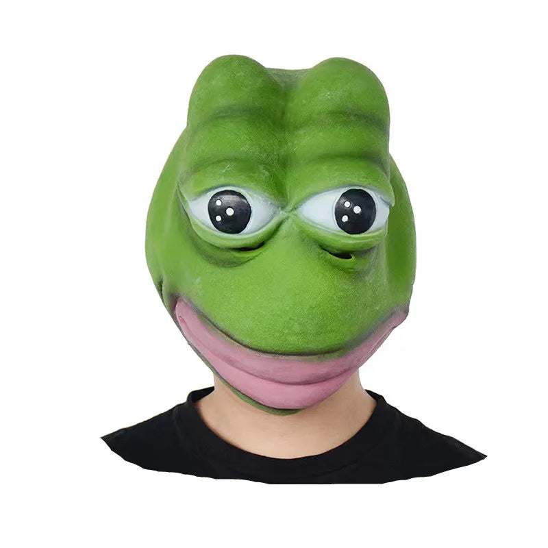 Frog head mask, funny animal rubber mask, latex costume accessories for party, Halloween, Christmas, masquerade, cosplay