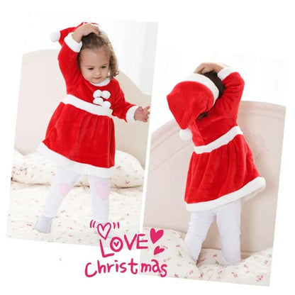 Kids Child Christmas Cosplay Costume Santa Claus Baby Xmas Outfit Set Dress Pants Tops Hat Cloak Belt For Boys Girls