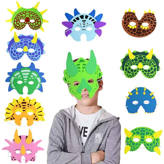 11pcs Jurassic World Dino Mask Set Dinosaur Birthday Decor Masks Masquerade Cosplay Halloween Party Costumes Toy for Kids Decor