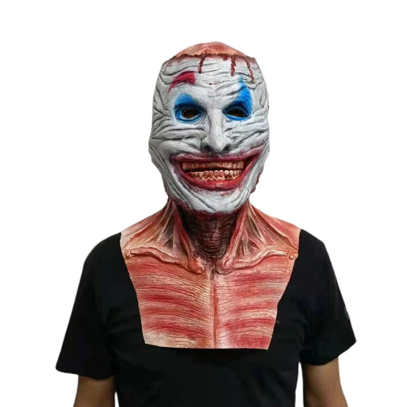 2024 New Halloween Double Rip Mask Bloody Scary Skeleton Latex Mask Scary Cosplay Party Mask Halloween Prop