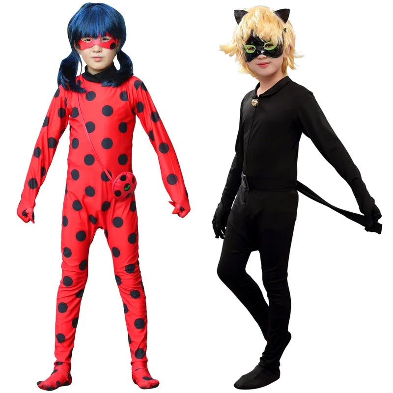 Kids Anime Black Boys Cat Costume with Mask Carnival Party Stage Performance Clothing for Children