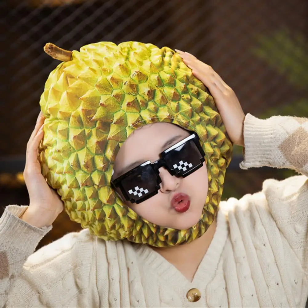 Cartoon Plush Durian Hat Fruit Headgear Simulation Durian Hat Cute Funny Decorative Selfie Cosplay Party Hats Performance Props