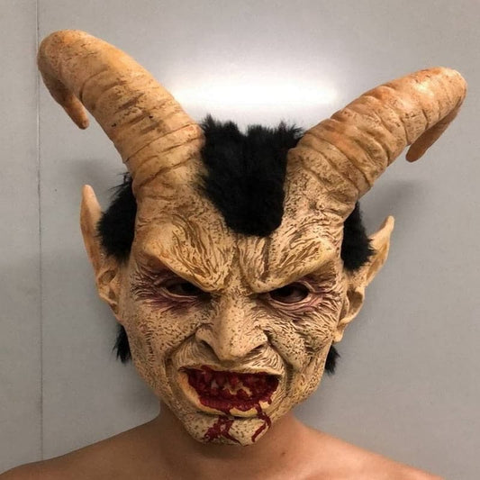 Halloween horror Lucifer mask cos stage props devil horn latex headgear