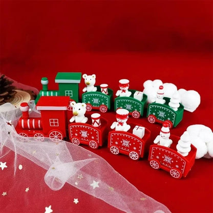2023 Merry Christmas Plastic Train Ornament/ 4 Knot Hand-assembled Train Toy for Home Santa Claus Gift Xmas New Year Decoration
